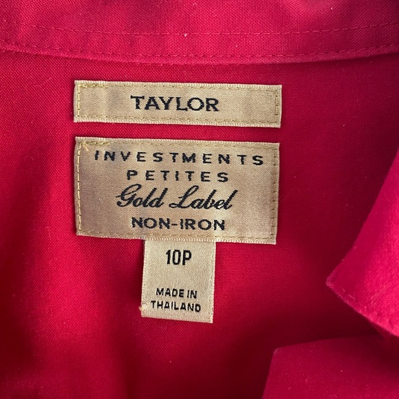 Investments Taylor Gold Label Non-Iron 3/4 Sleeve Button Front Shirt Red 10P - Picture 3 of 10